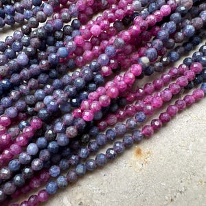 Strand of genuine sapphire ruby 3 mm gemstone 39 cm beads for necklace bracelet #e561 blue faceted super brilliance