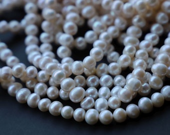 Collar de perlas de agua dulce, perlas cultivadas blancas #s205 - ¡3 tamaños diferentes para elegir! Hazlo tú mismo.