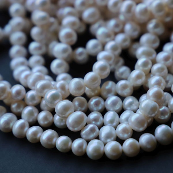 Strang Süßwasserperlen Größenauswahl weiß Zuchtperlen #s205 Perlen - 3 verschiedene Größen zur Auswahl !!! DIY