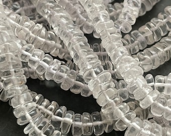 Strand of rock crystal rondelles 5 mm crystal clear #p255 gemstone beads necklace bracelet