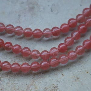 Strand Cherry Quartz pink 10 mm #s274 Beads Necklace Bracelet NEW!! 39 cm Cherry Quartz