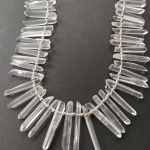 Strand of rock crystal tips 39 CM gemstone beads necklace #e495