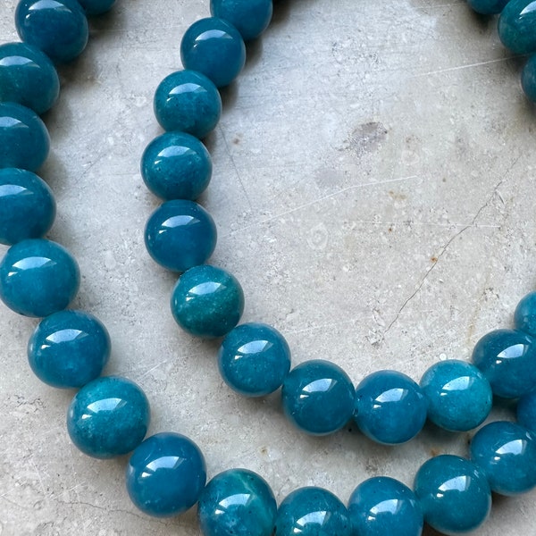 Strand Jade Blue 10 mm A-Quality Beads Chain Bracelet #e962