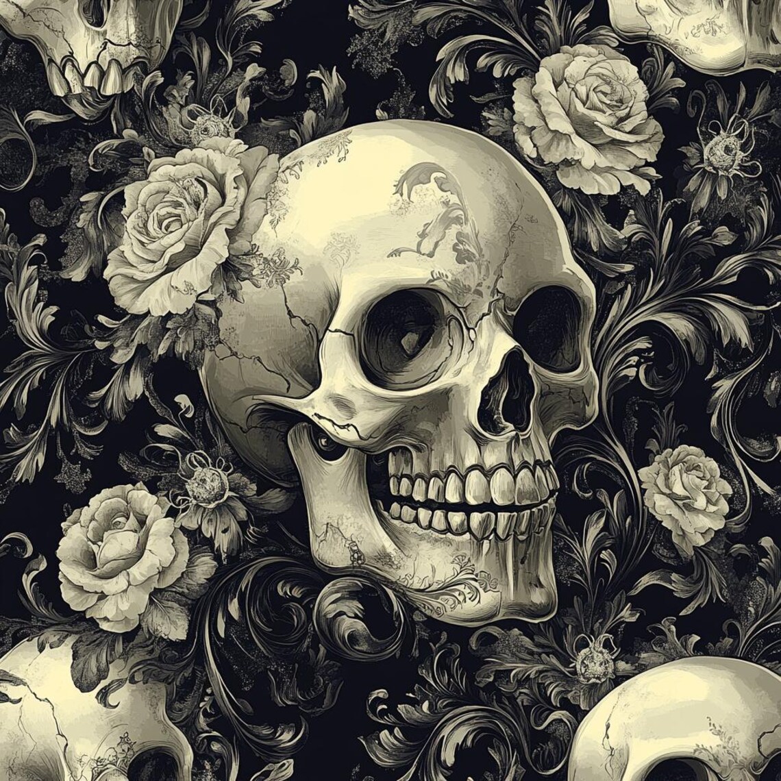 8 Skull Seamless Patterns 12x12 Digital Paper for Edgy Crafts - Etsy