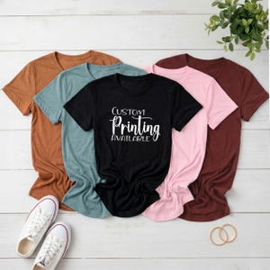 Bella Canvas Custom Printed 3001CVC Unisex Cotton Blend T-Shirts, Longer Length, Logo Shirts, Family Trip Shirts