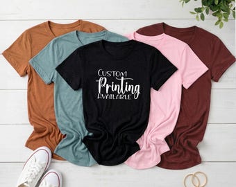 Bella Canvas Custom Printed 3001CVC Unisex Cotton Blend T-Shirts, Longer Length, Logo Shirts, Family Trip Shirts