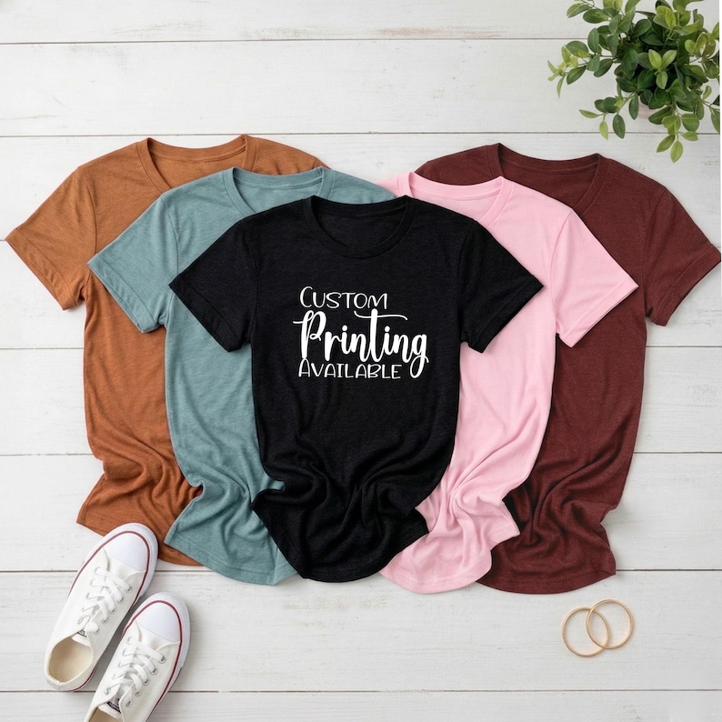 Bella Canvas Custom Printed 3001CVC Unisex Cotton Blend T-Shirts, Longer Length, Logo Shirts, Family Trip Shirts Bild 1