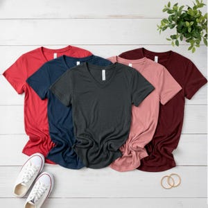 Bella Canvas Heathered Longer Length V-Neck Shirt Blank, Sublimation, HTV, DTF, Design your own shirt