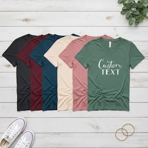 Custom Printed Bella Canvas 3005 V-Neck Cotton T-Shirt for Crafting, Unisex Tee Transfers, Logo Shirts, Vacation Tee image 1