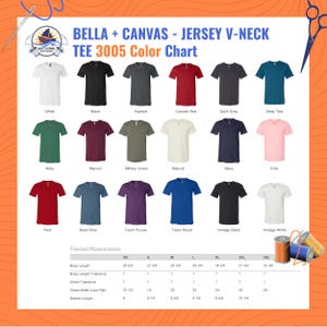 Custom Printed Bella Canvas 3005 V-Neck Cotton T-Shirt for Crafting, Unisex Tee Transfers, Logo Shirts, Vacation Tee image 5