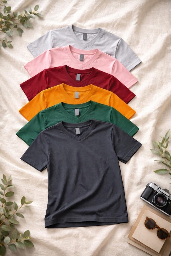 Bella Canvas 3005 V-Neck Cotton T-Shirt for Crafting, Unisex Tee Transfers
