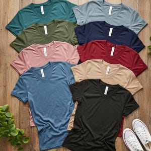 Bella Canvas Heathered V Neck Soft Tee, Custom Text, Custom Logo, Printed Shirt, DTF, DTG