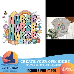 Retro Nurse Design PNG, Vintage Groovy Medical Art for T-Shirt Printing, Sublimation, DTG & DTF Digital Download, Nurse Shirt Graphic