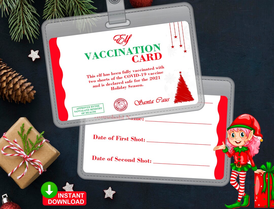 Elf Vaccination Card Digital Download Elf Covid Christmas Etsy