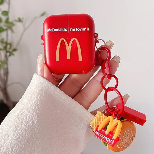 McDonald's Hard Shell Airpods Case With Hamburger Pendant Keychain For Airpods 1/2/3 Pro