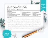Minimal Recipe Card Template: Printable Canva Design (Multiple Sizes)