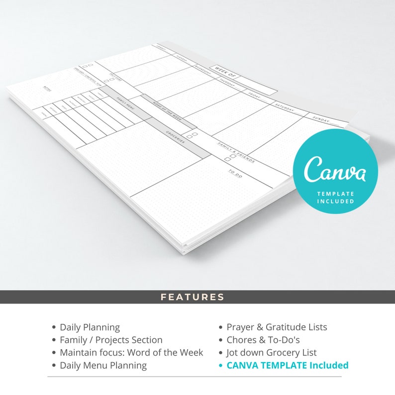 Daily Family Planner Printable Weekly Meal Planner Family Etsy Daily family planner printable weekly meal planner family etsy
