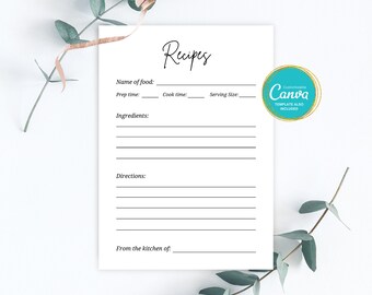 Recipe Bridal Shower Game: Minimalist Template (Canva, Instant Download)
