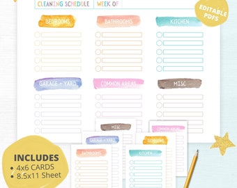Cleaning Schedule | Printable Cleaning Checklist | Completely Editable PDF's