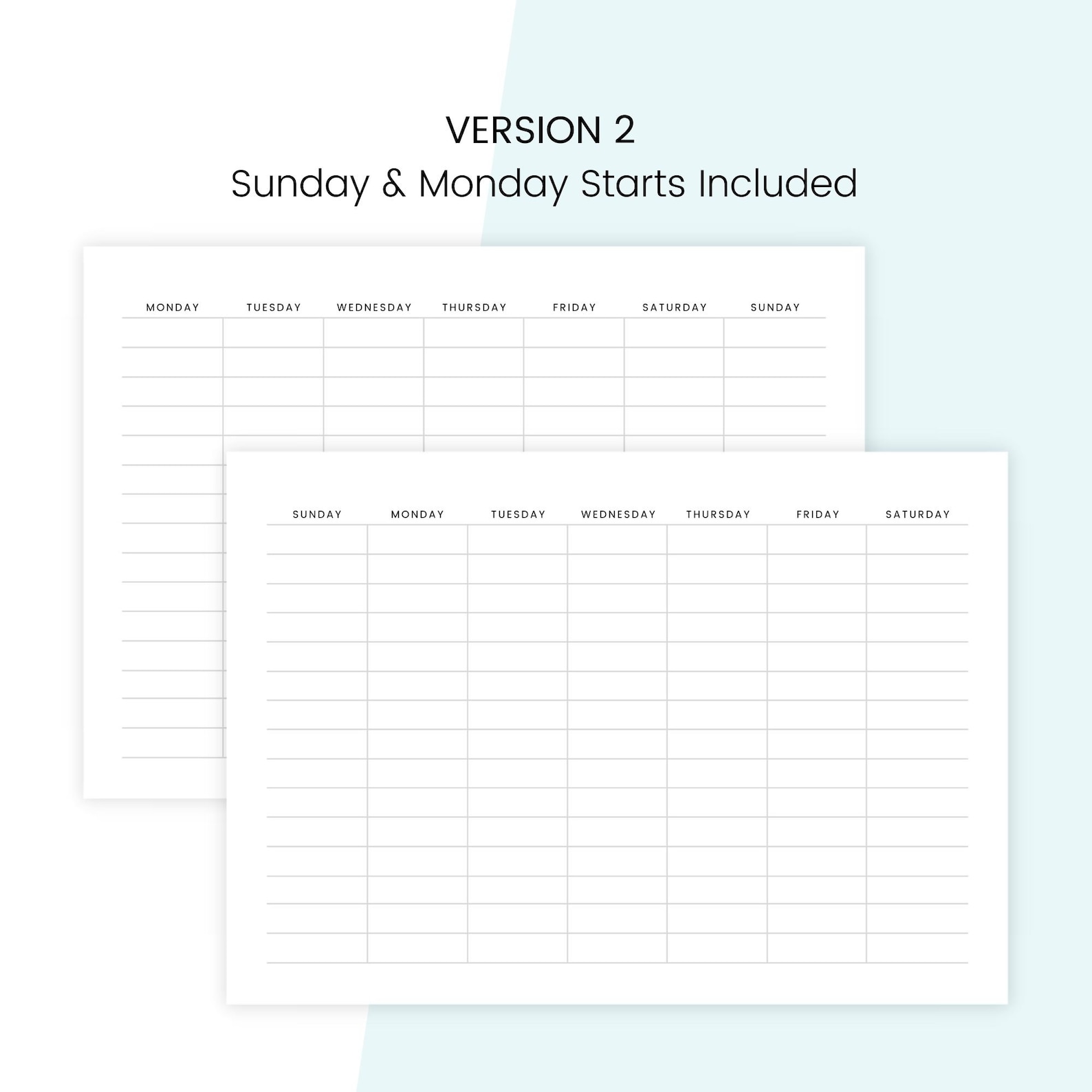 Blank Monthly Calendar Printable Landscape, Minimalist Calendar ...