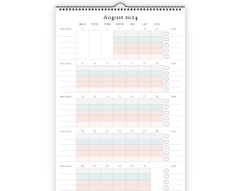 Familiewandkalender 2024 A3-formaat, gezinsplanner en planning alles in één inclusief takenlijsten