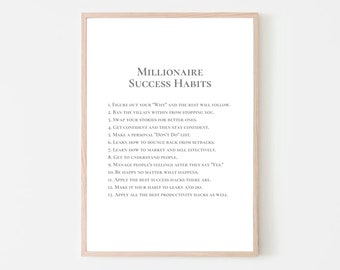 Millionaire Success Habits | Mindset is Everything | 7 Habits Posters
