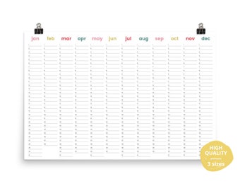 Wall Calendar for 2023 with Colorful Minimalist Design, Your Year at a Glance
