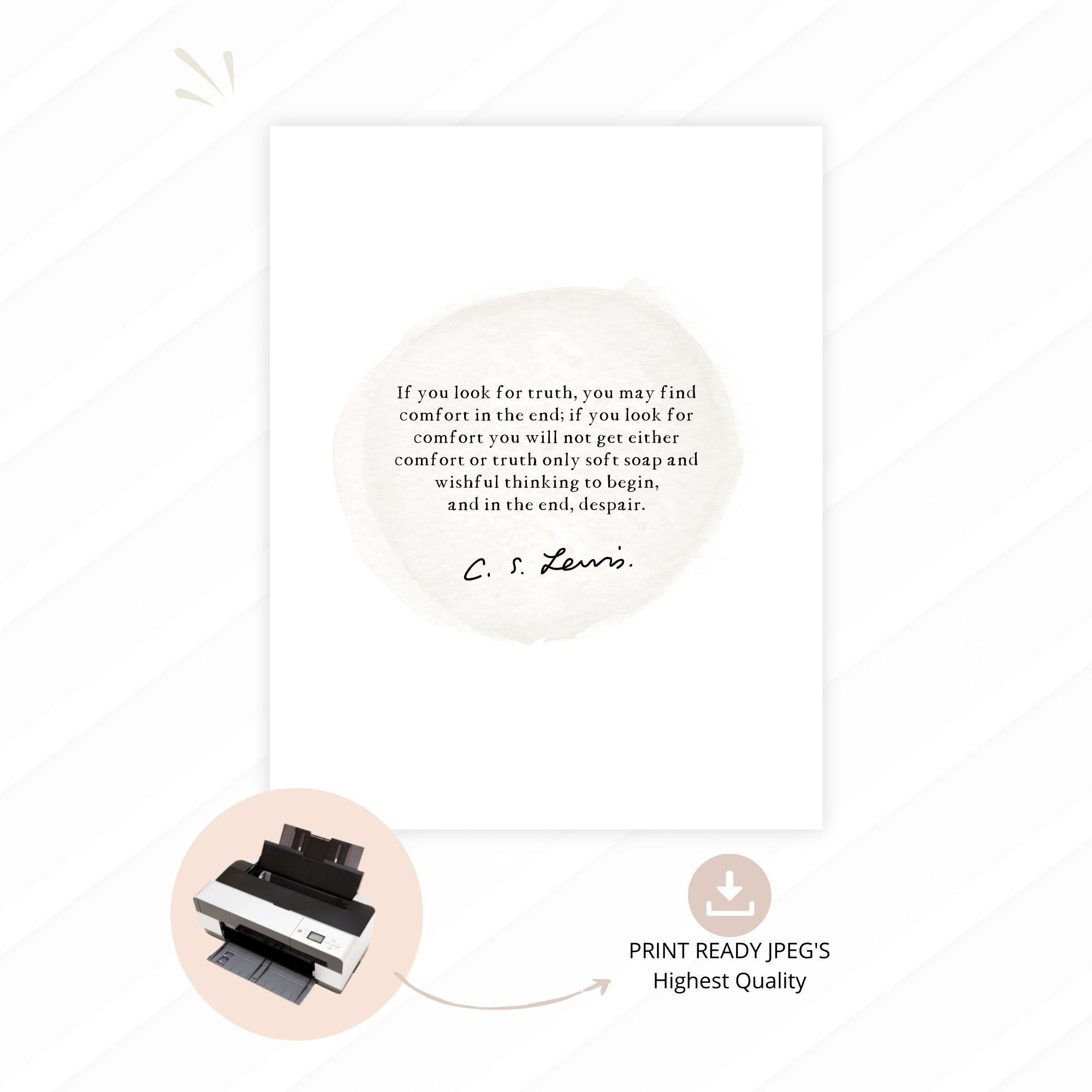 CS Lewis Quote on Truth CS Lewis Print Office Desk Art or - Etsy