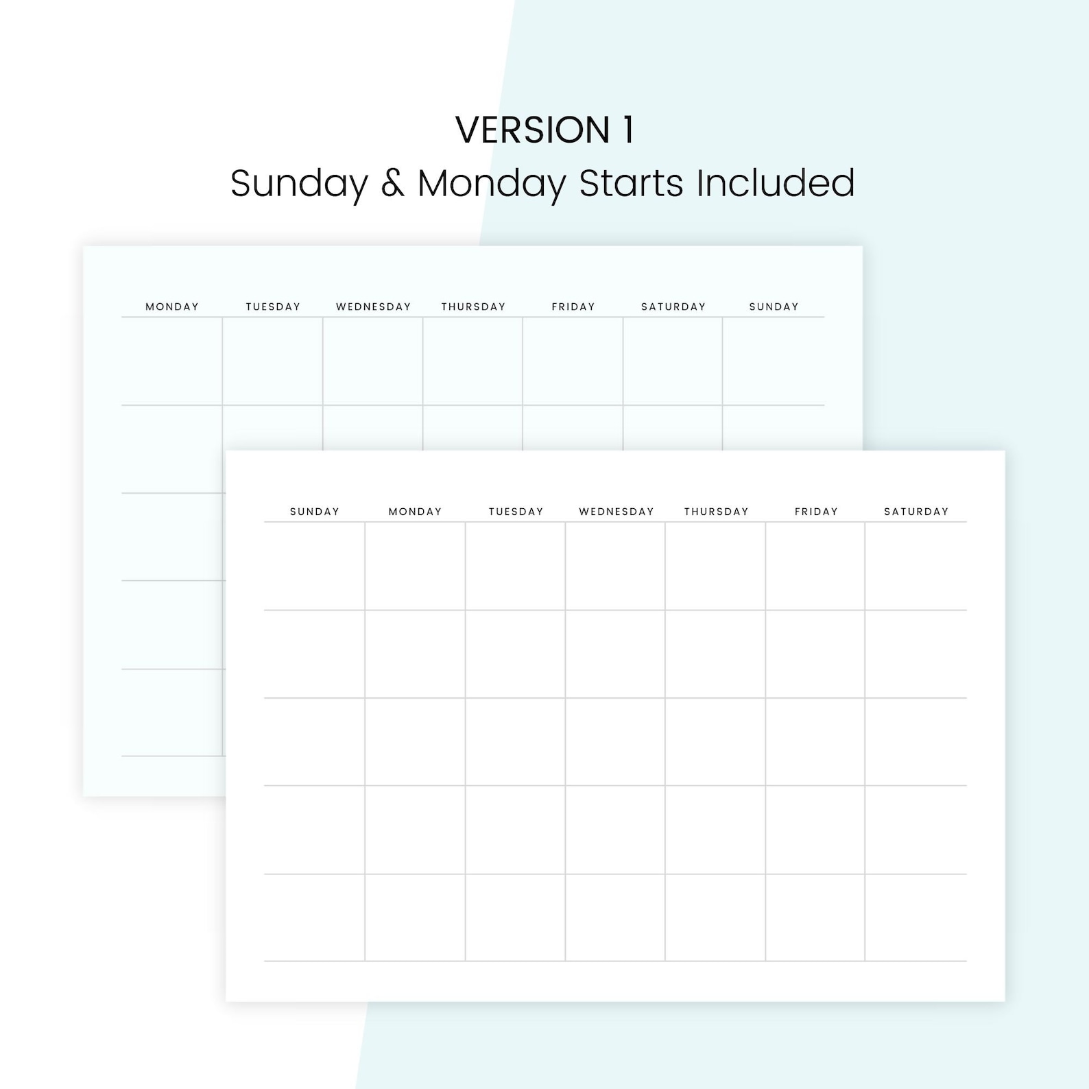 Blank Monthly Calendar Printable Landscape, Minimalist Calendar ...