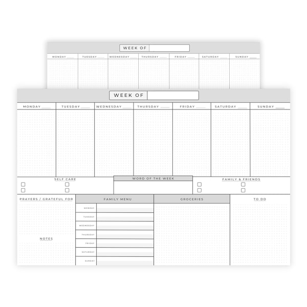 Daily Family Planner, Printable Weekly Meal Planner, Family Schedule, Setting Planning