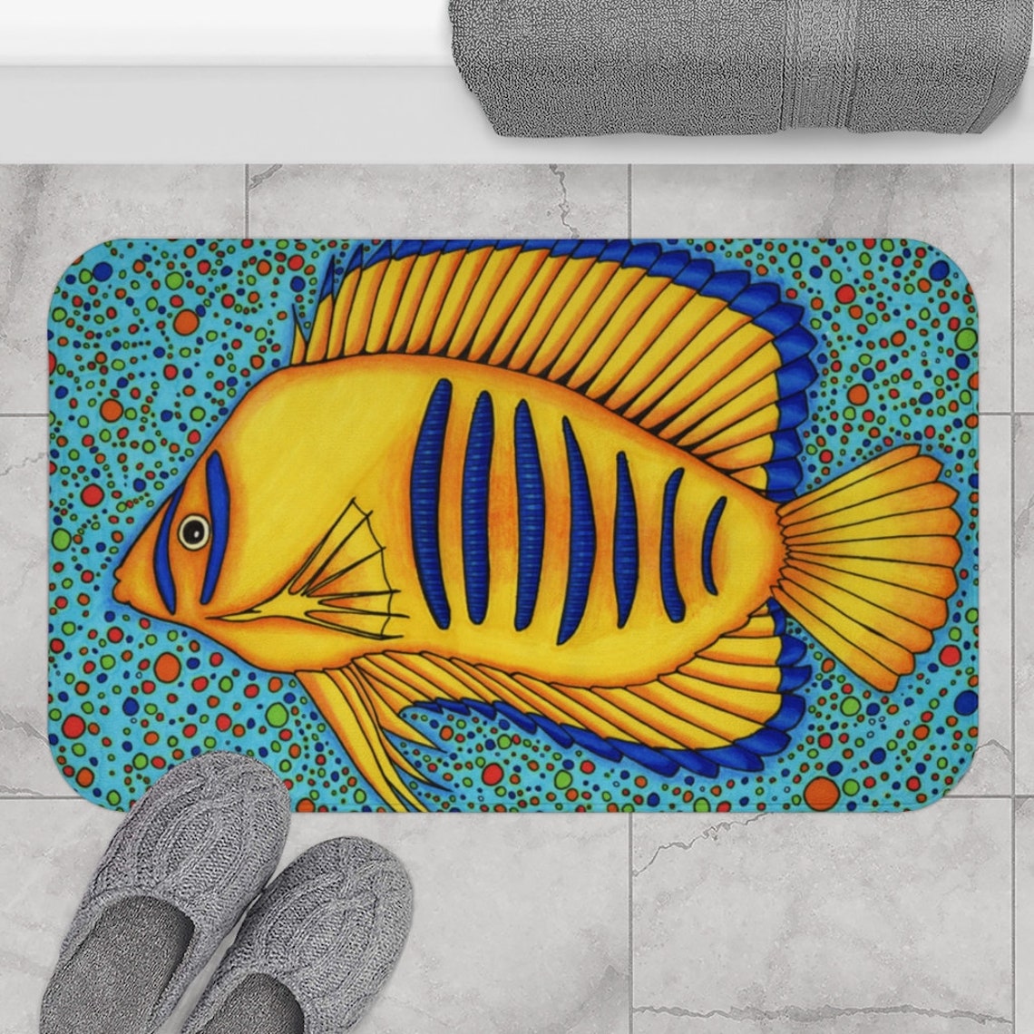 Tropical Fish Bath Mat bath accessory tropical bathroom Etsy