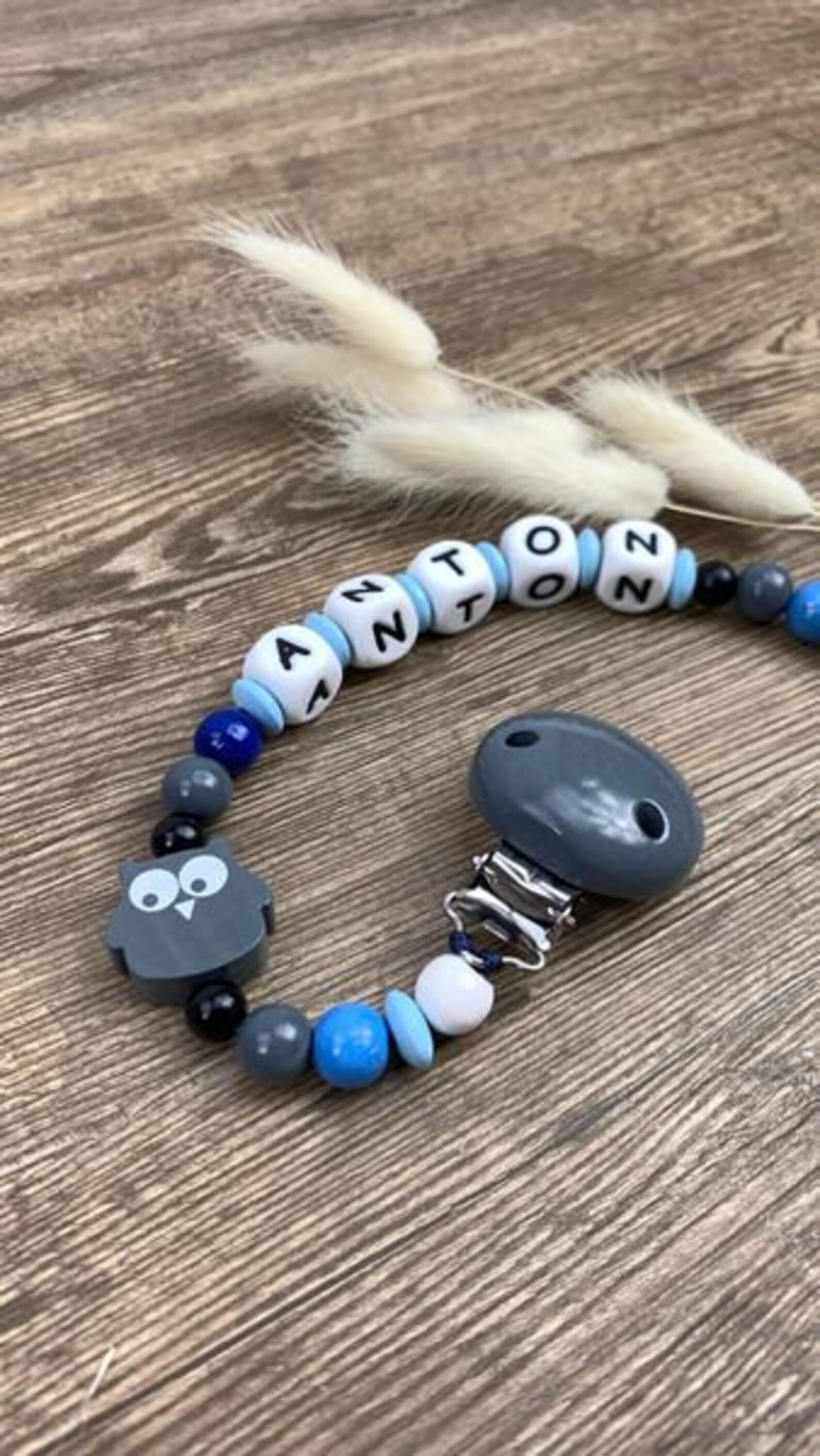 Schnullerkette mit Silikonbuchstaben Blau/Junge | Etsy