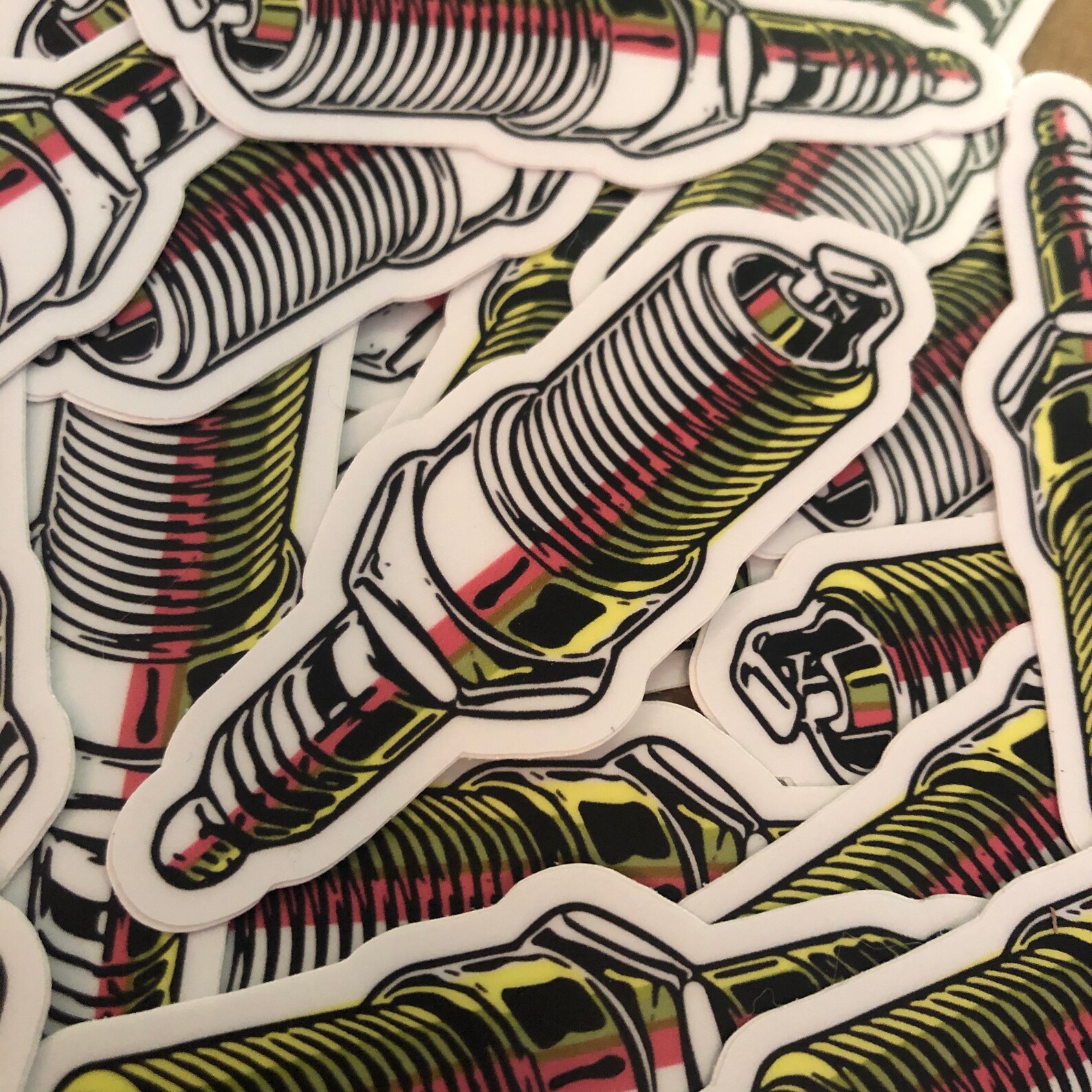 Red spark plug stickers Etsy