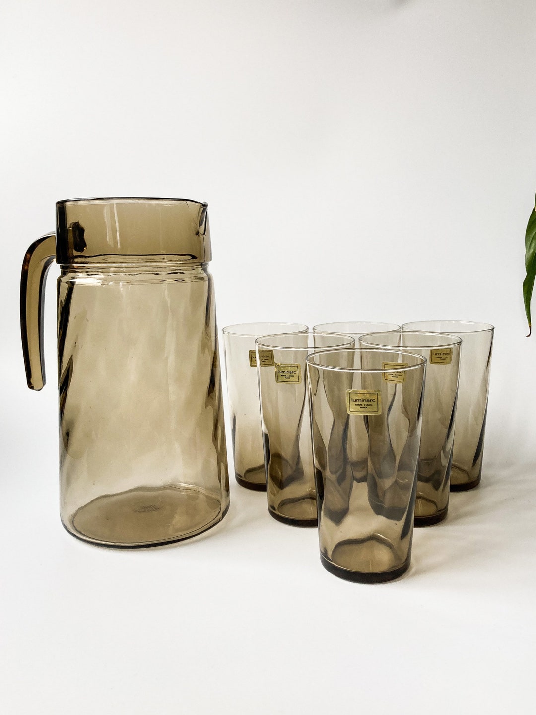 Vintage Jug and Glasses Set by Luminarc 1970s Glassware Etsy UK