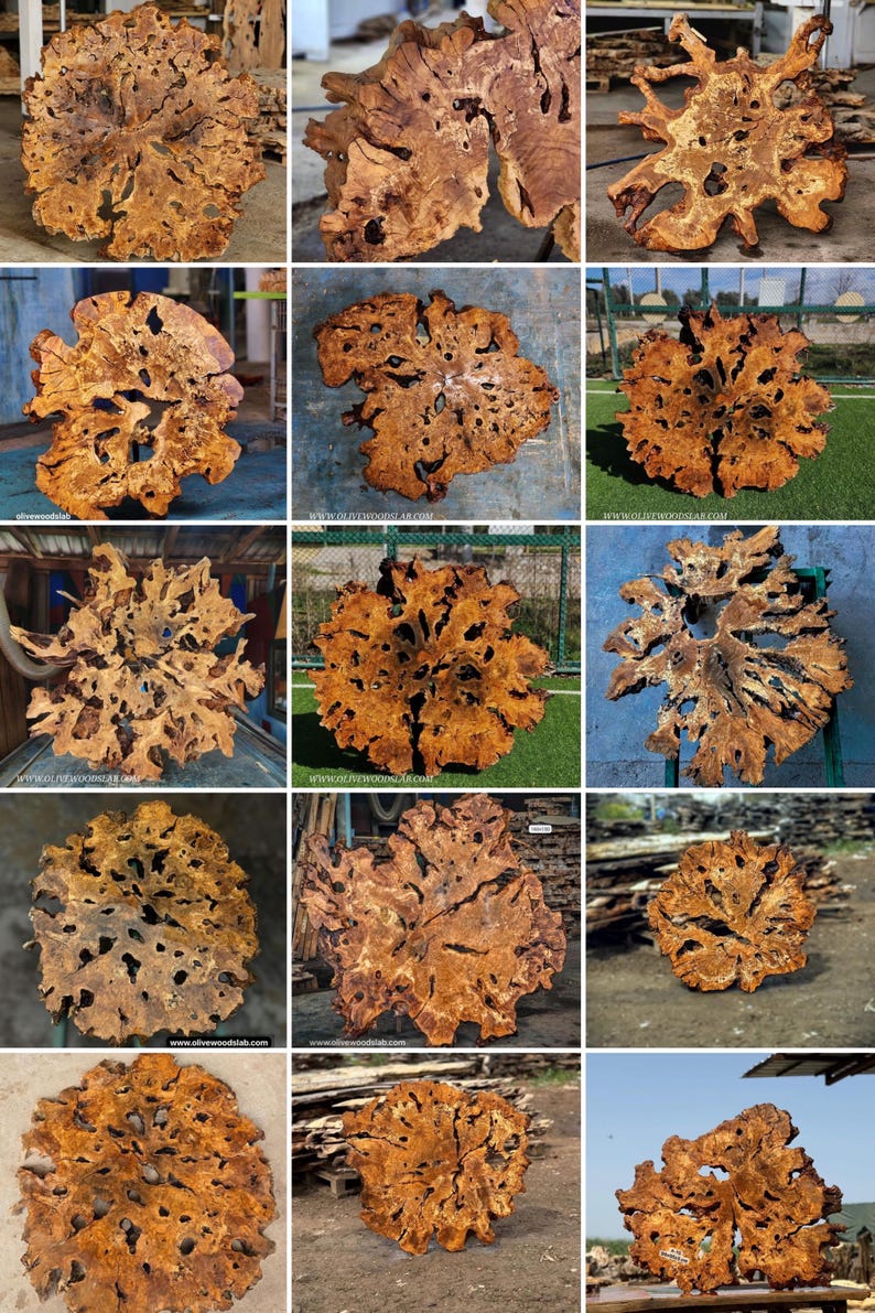 May include: A collection of 12 round wooden slices with intricate patterns and a natural brown color. The slices are arranged in a grid pattern and are likely used for crafting or decorative purposes.