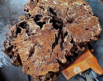 Ancient Olive Root 55"x45"x7" // 140x115x18 cm  Olive Root Slice Live Edge (code K-2)