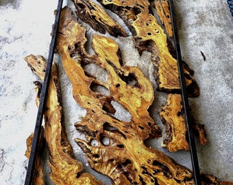 120"X48" Turkish Olive Wood For Epoxy Resin Table Moss Wall Art Work (CODE-99)