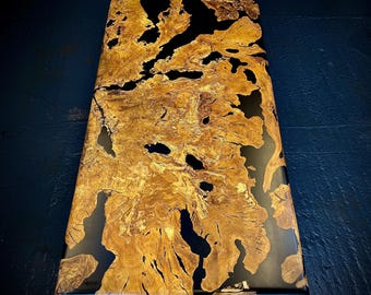 70"-32" Epoxy Resin Art Olive Root Table