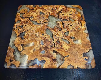 Epoxy Resin Art Olive Root Burls Round Coffee Table Slice Slab Clock