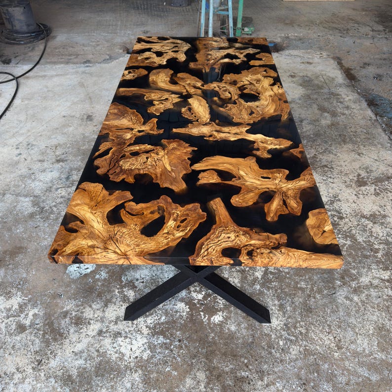 Kiln Dried Olive Root Burl Wood Slab: Epoxy Resin Table Project image 18