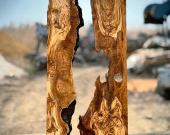 Turkish Olive Wood Burl Slab Set: Live Edge River Table, 2-Piece