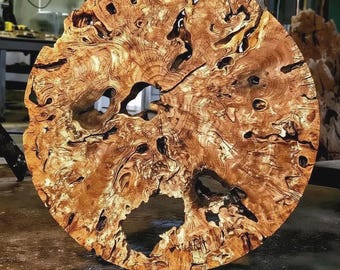 Olive Wood Slice: Round Cut Root Slab - Kiln Dried, Rustic Decor