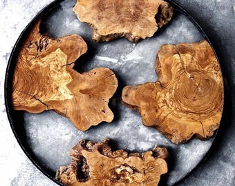 Ancient Turkish Olive Wood Root for Epoxy | Round Cut Slabs for Mirror, Wall Art, Resin Projects | Worm-Free Kiln Dried Wood