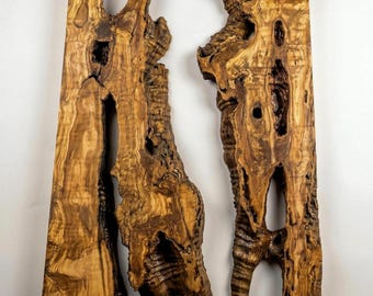 300 years old Live Edge River Olive Wood Slabs: Turkish Burl Sets (2 Pieces)