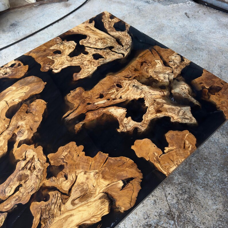Kiln Dried Olive Root Burl Wood Slab: Epoxy Resin Table Project image 16