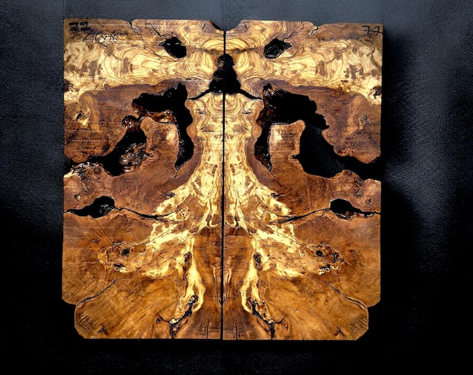 Featured listing image: Turkish Olive Root Burl  Bookmatched Twin Rectangular Wood Slabs  ( 2 pieces )