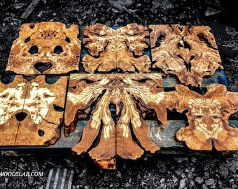 Turkish Olive Root Burl  Bookmatched Twin Rectangular Wood Slabs  ( 2 pieces )