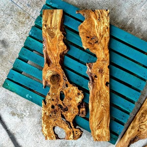 300 Yrs Olive Wood Burl Live Edge Wood Slab River Set (2 Pieces) 24"|32"|40"|48" || 60|80|100|120cm