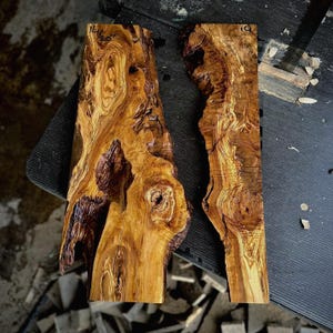 Anatolian Olive Tree Burl | Live Edge River Wood Slab Set | Ready for Casting Epoxy Resin Charcuterie Board | Side Coffee Table | Kiln Dried
