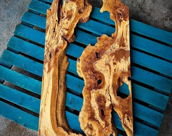 Olive Wood 24"|32"|40"|48" || 60|80|100|120cm Turkish 300 Yrs Olive Wood Burl Live Edge Wood Slab River Set (2 Pieces)